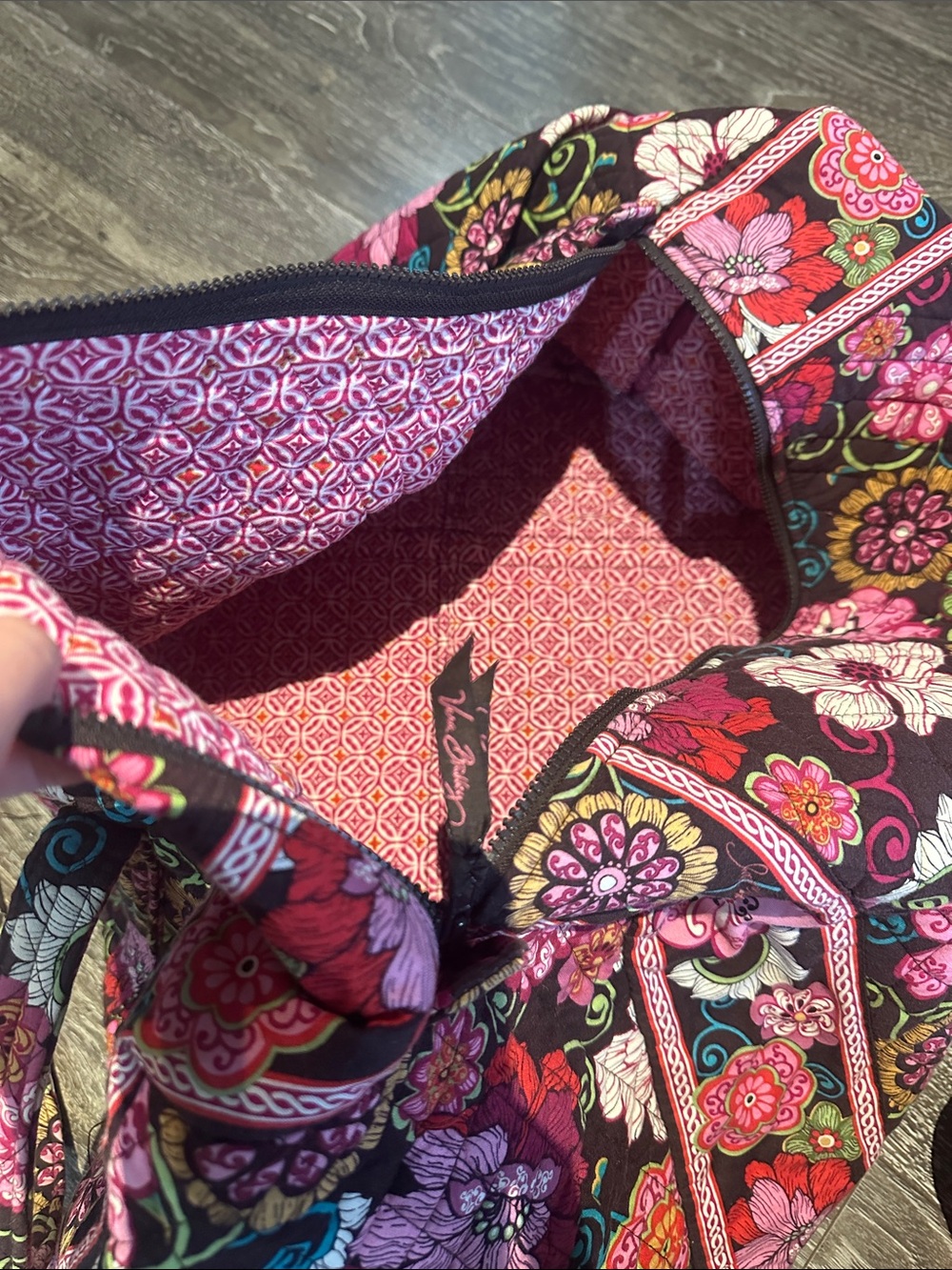 Vera Bradley Pink Floral Quilted Large Duffle - Picture 3 of 4